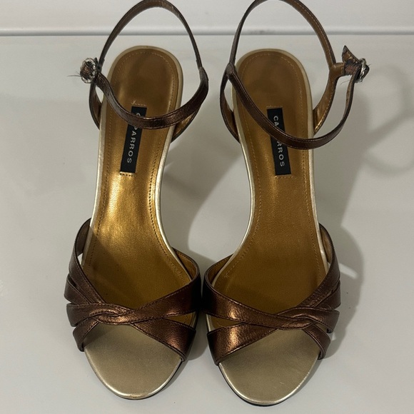 Caparros Bronze Strappy Heels - Picture 1 of 6